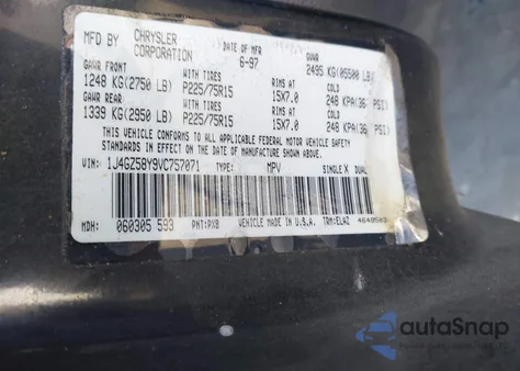 1997 Jeep Grand Cherokee Laredo/Tsi from USA, damaged, VIN 1J4GZ58Y9VC757071